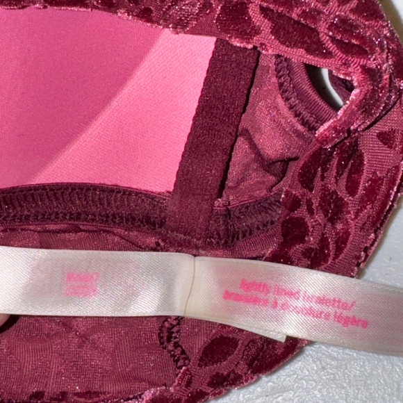 EUC Victoria's Secret PINK Lightly Lined Bralette Burgundy Velvet Size Small - Picture 6 of 8